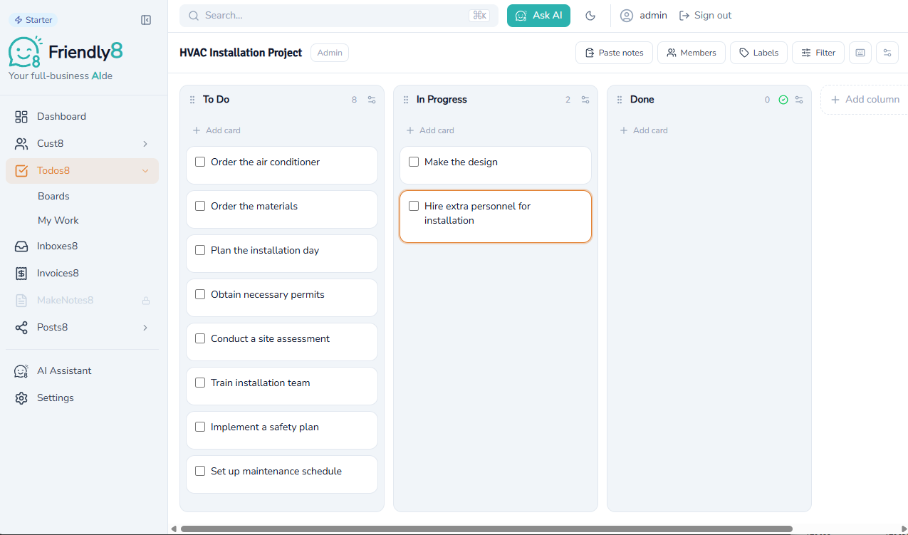 Manage deals and projects